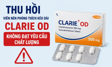 Hà Nội: Thu hồi lô thuốc viên nén phóng thích kéo dài CLARIE OD