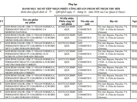 Vì sao KIN Việt Nam bị thu hồi 102 phiếu công bố sản phẩm mỹ phẩm