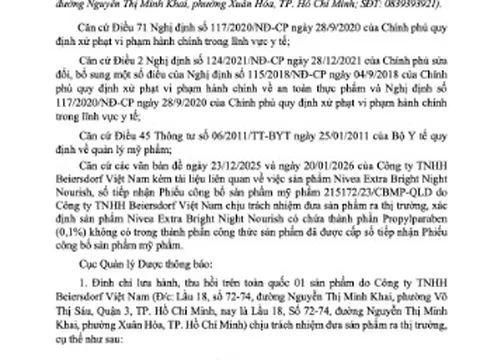 Không đảm bảo chất lượng, một lô sản phẩm dưỡng da của Nivea bị thu hồi tại Việt Nam