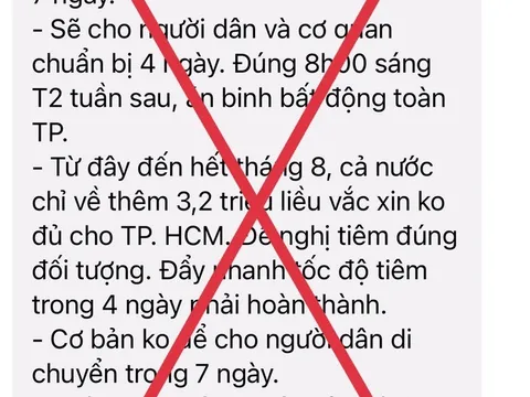 Thông tin “không cho người dân di chuyển trong 7 ngày” là giả mạo